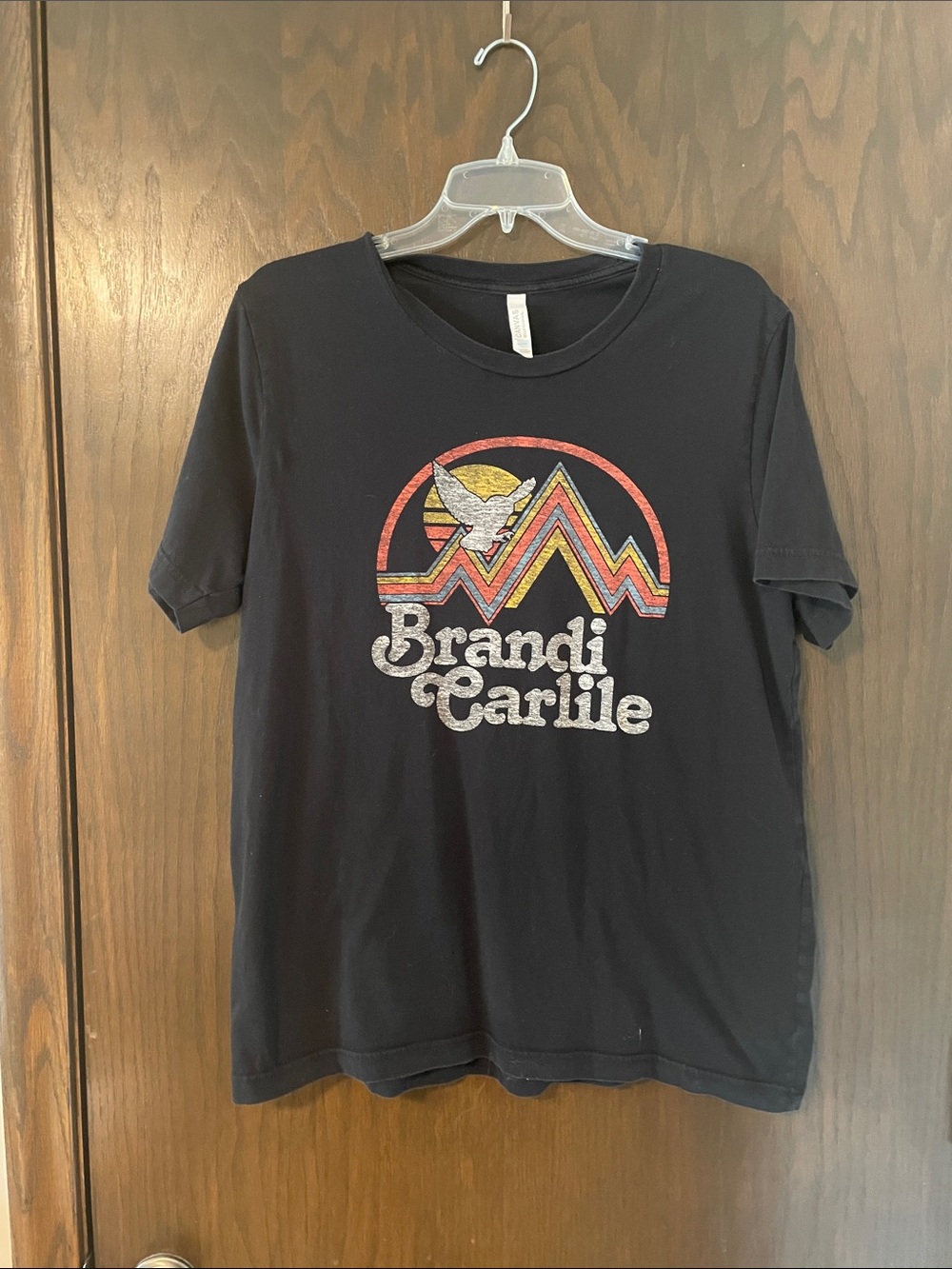 Brandi Carlile Black Graphic Tee with Retro Rainbow Logo